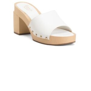 FRANCO SARTO White Leather Capri Clogs 7.5